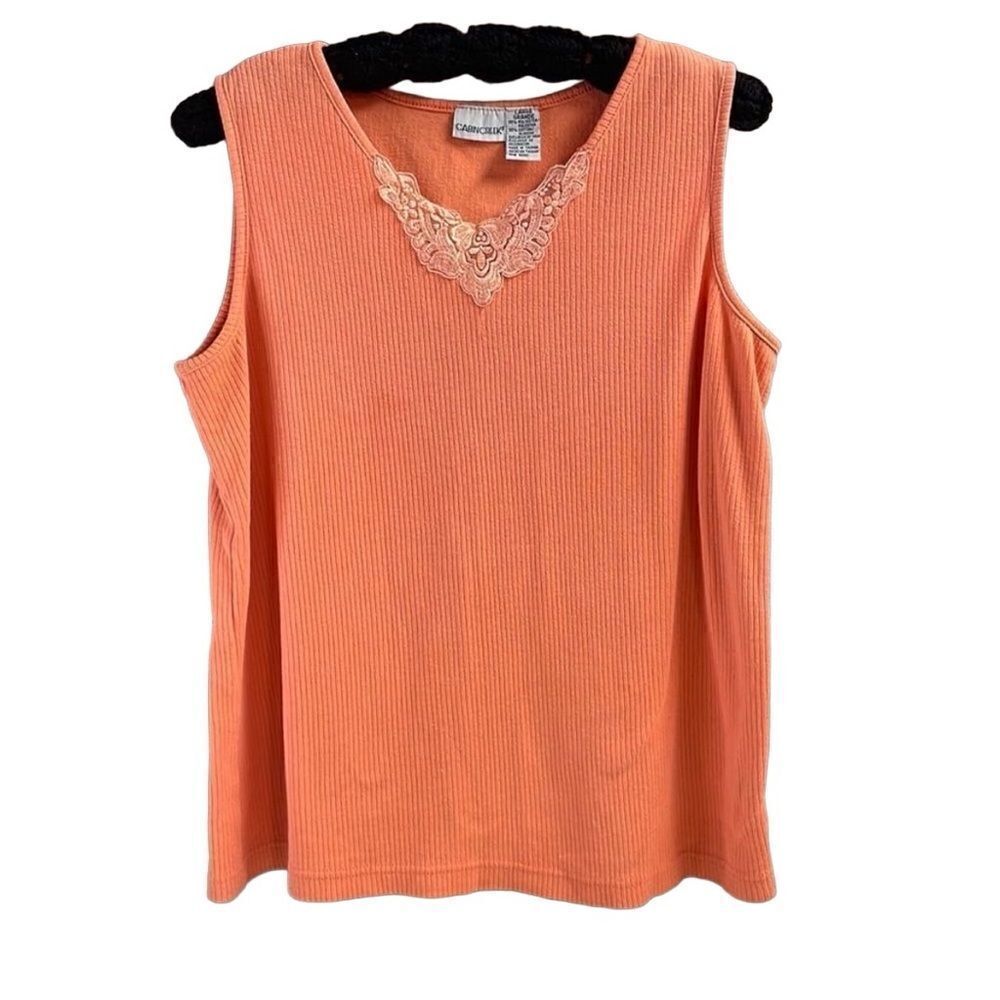 CABIN CREEK Ladies Tank Top Scoop Neckline Peach Color Size Large